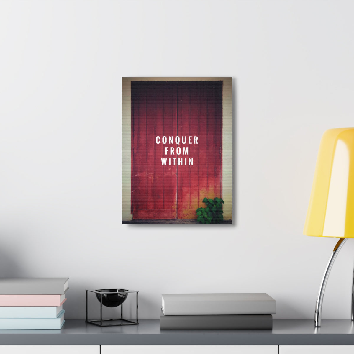 Inspirational Quote Canvas Conquer From Within Motivational Print Ready to Hang Artwork-Express Your Love Gifts