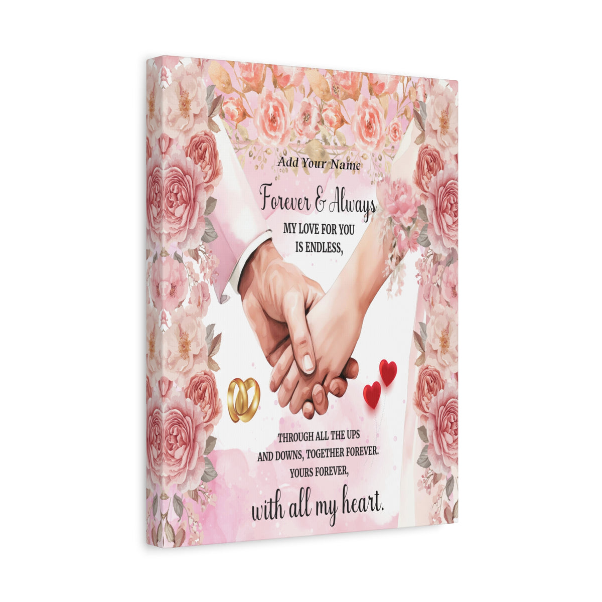 Personalized To My Wife Forever & Always Floral Canvas Wall Art – Romantic Wedding & Anniversary Gift-Express Your Love Gifts