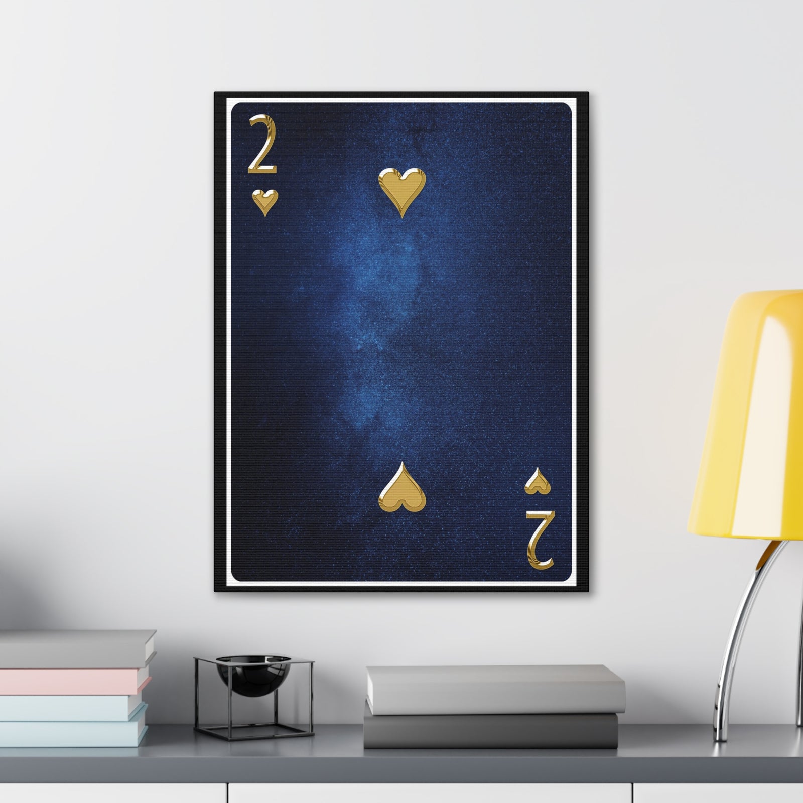 Two Of Hearts Space Background Playing Card Canvas Wall Art for Home Decor Ready-to-Hang-Express Your Love Gifts