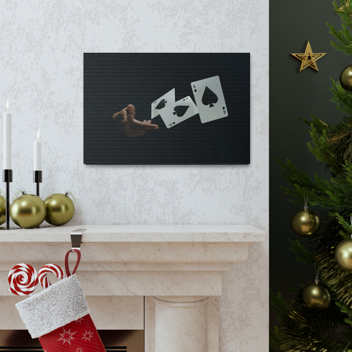 Magician Throwing Ace of Spades Playing Card Canvas Wall Art for Home Decor Ready-to-Hang-Express Your Love Gifts