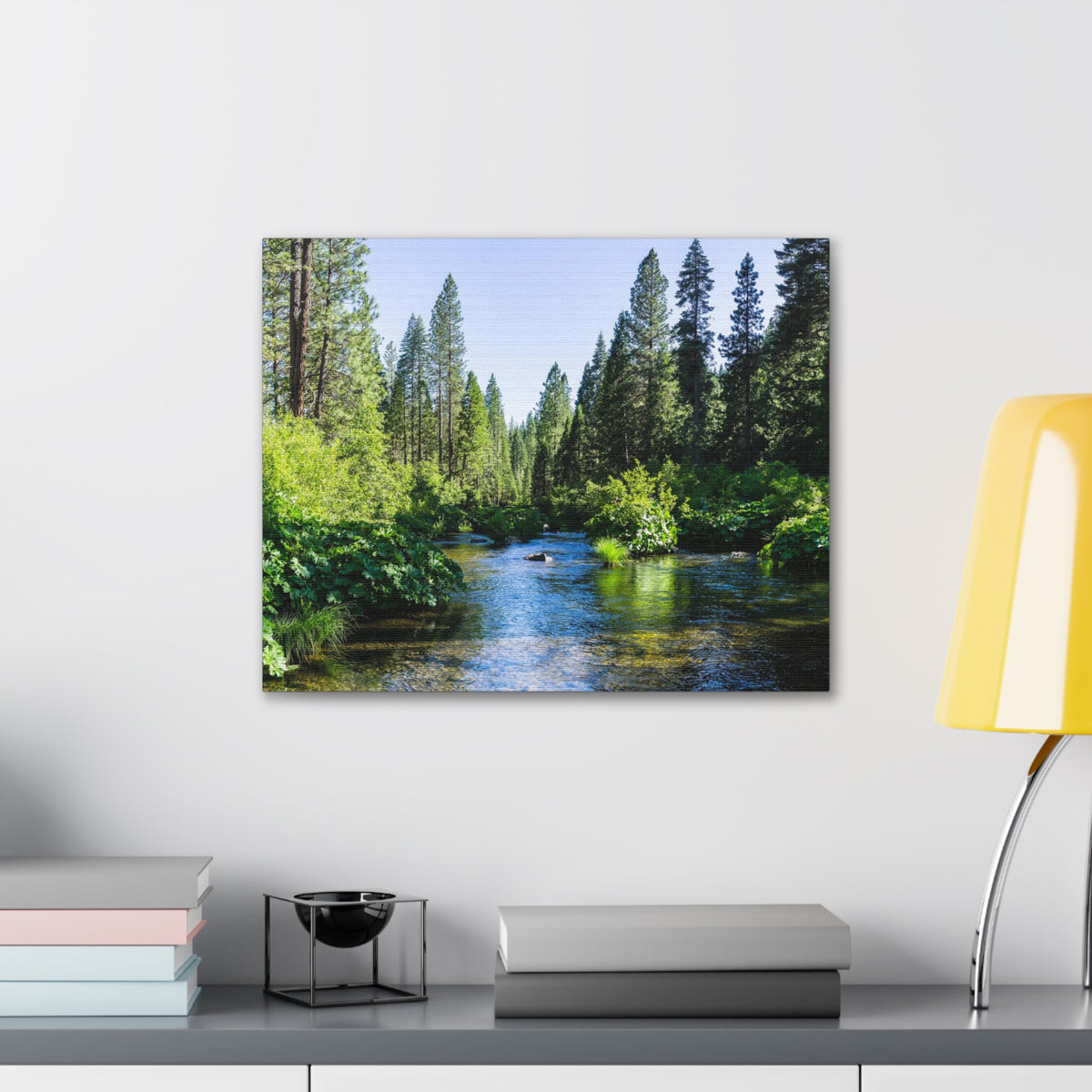 River Through The Green Forest Nature Wilderness Photography Canvas Wall Art for Home Decor Ready-to-Hang-Express Your Love Gifts
