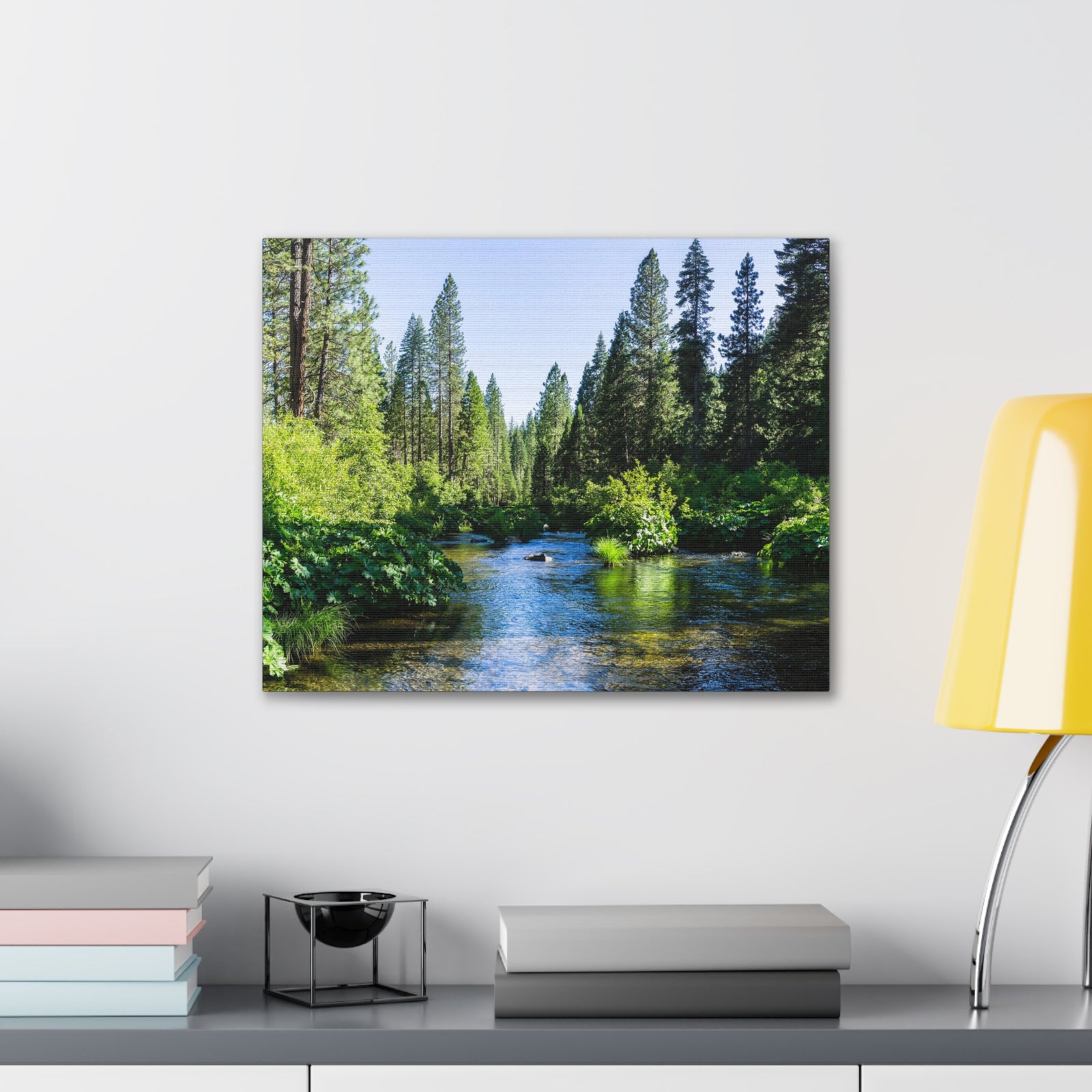 River Through The Green Forest Nature Wilderness Photography Canvas Wall Art for Home Decor Ready-to-Hang-Express Your Love Gifts