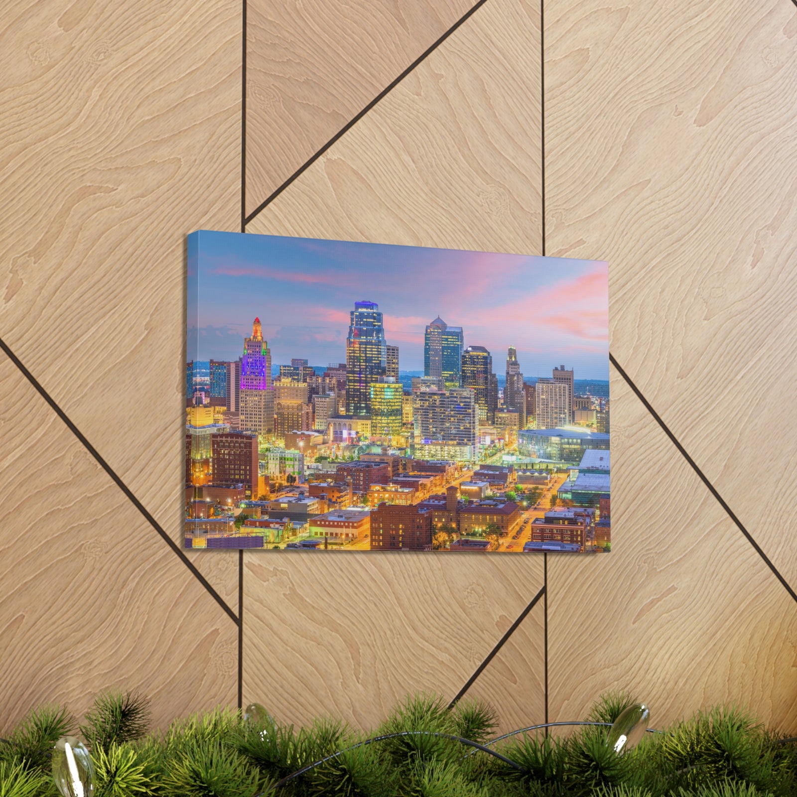 Kansas City Night Skyline Canvas Artwork High-Quality Breathtaking Stunning Cityscape for Home Decor Ready to Hang-Express Your Love Gifts