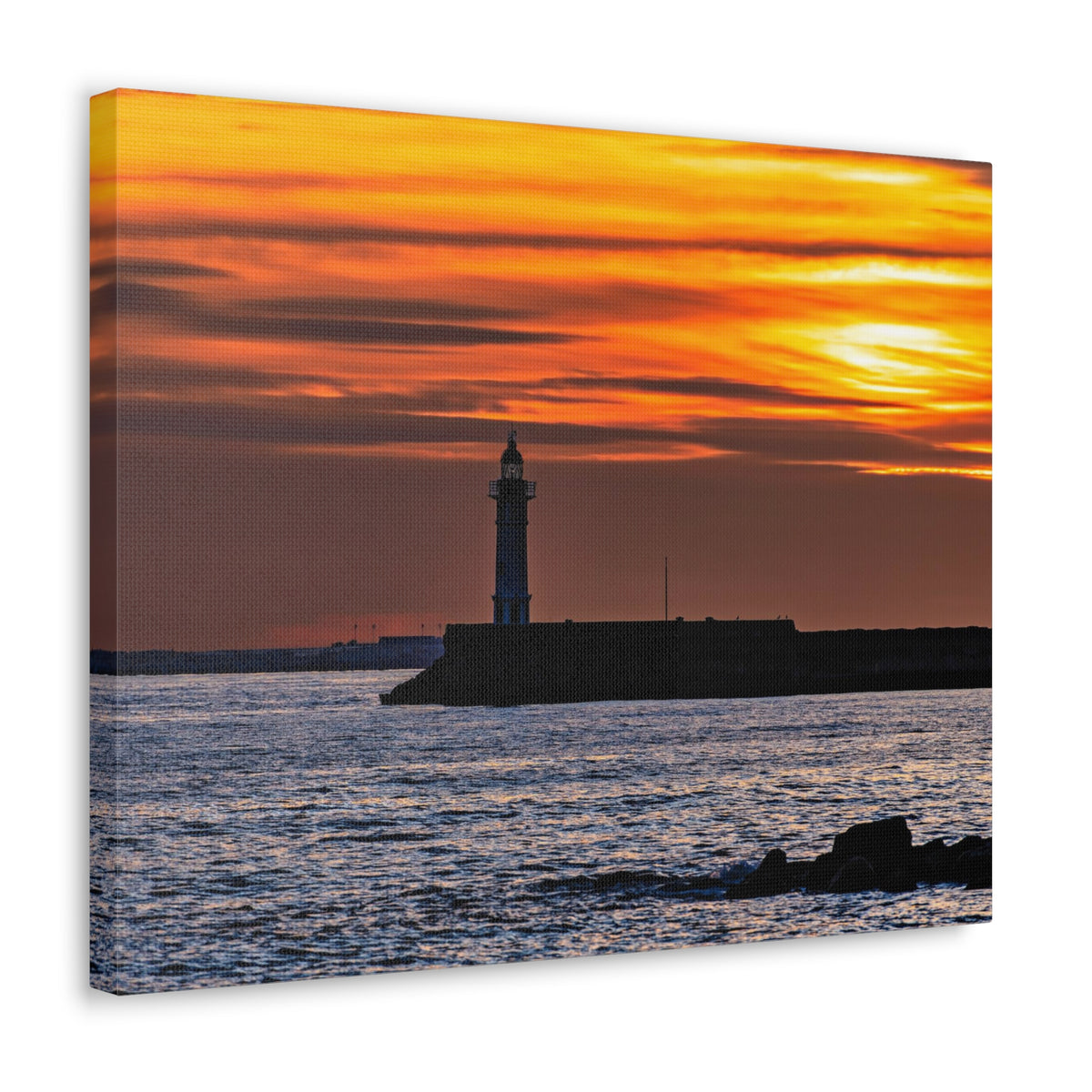 Sunset with Lighthouse Forest Floral Nature Photography Canvas Wall Art for Home Decor Ready-to-Hang-Express Your Love Gifts