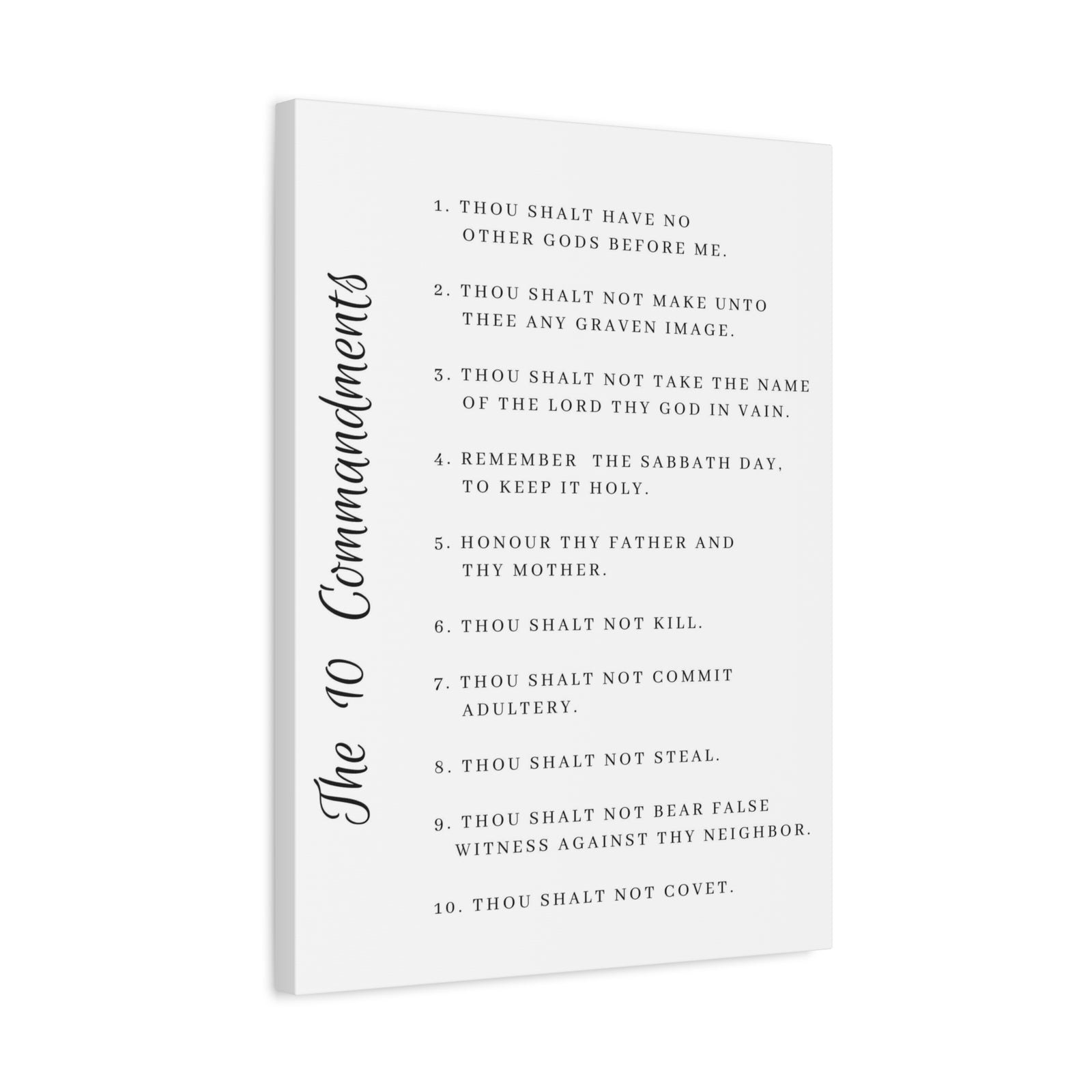 Scripture Canvas 10 Commandments White Side Christian Wall Art Print Ready to Hang-Express Your Love Gifts
