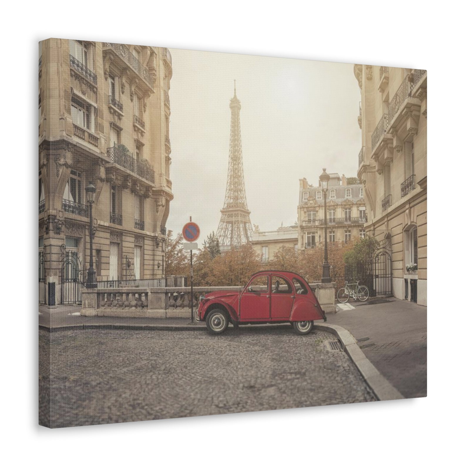 Eiffel Tower Retro Bike Paris Sunset Skyline Canvas Artwork High-Quality Breathtaking Stunning Cityscape Home Decor Ready to Hang-Express Your Love Gifts