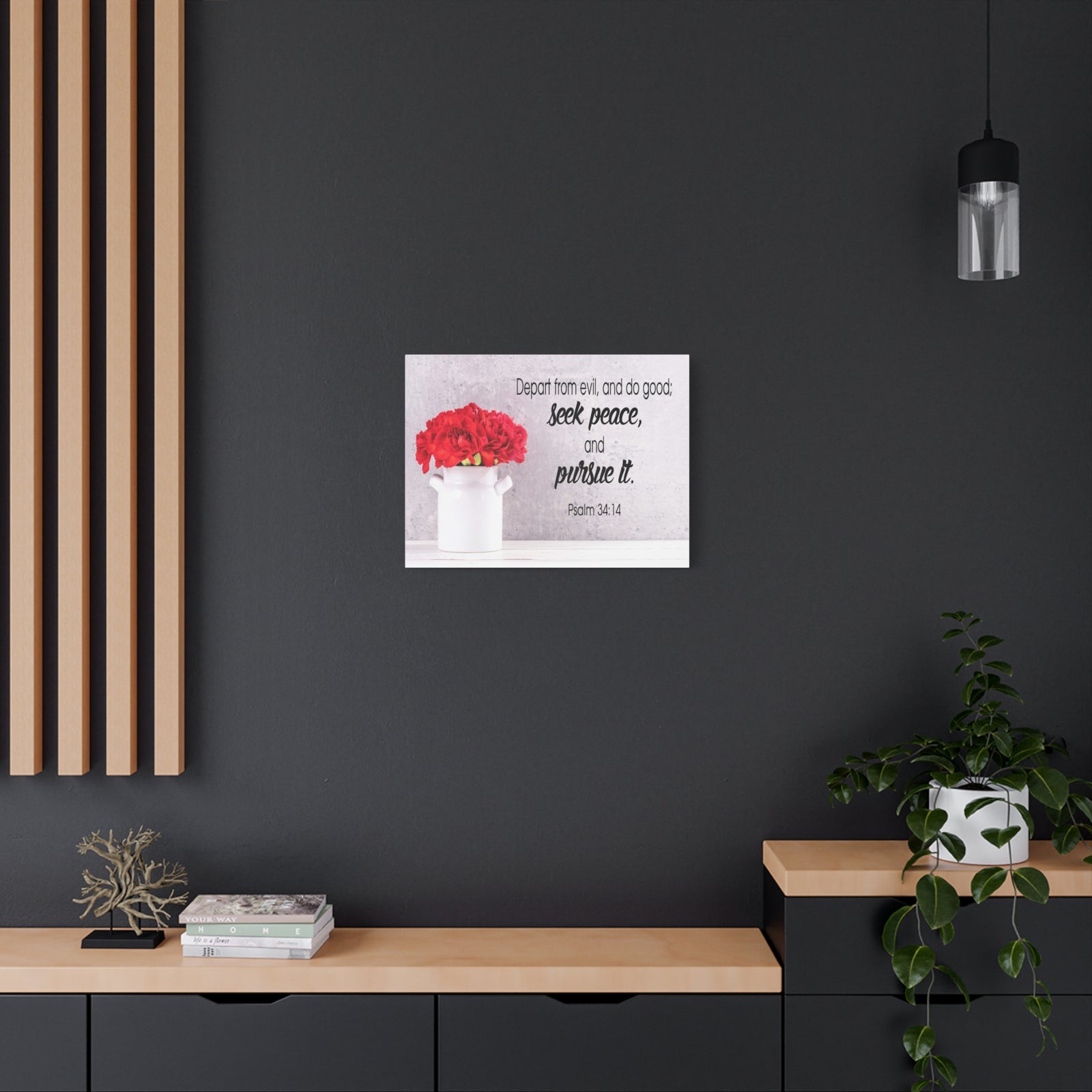 Scripture Canvas Seek Peace and Pursue It Psalm 34:14 Christian Wall Art Bible Verse Print Ready to Hang-Express Your Love Gifts