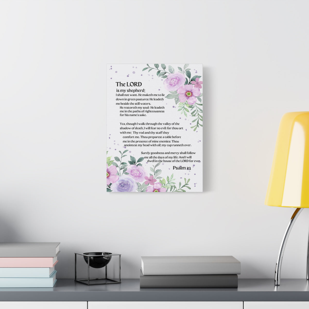 Scripture Walls Flowers Psalm 23 Bible Verse Canvas Christian Wall Art Ready to Hang-Express Your Love Gifts
