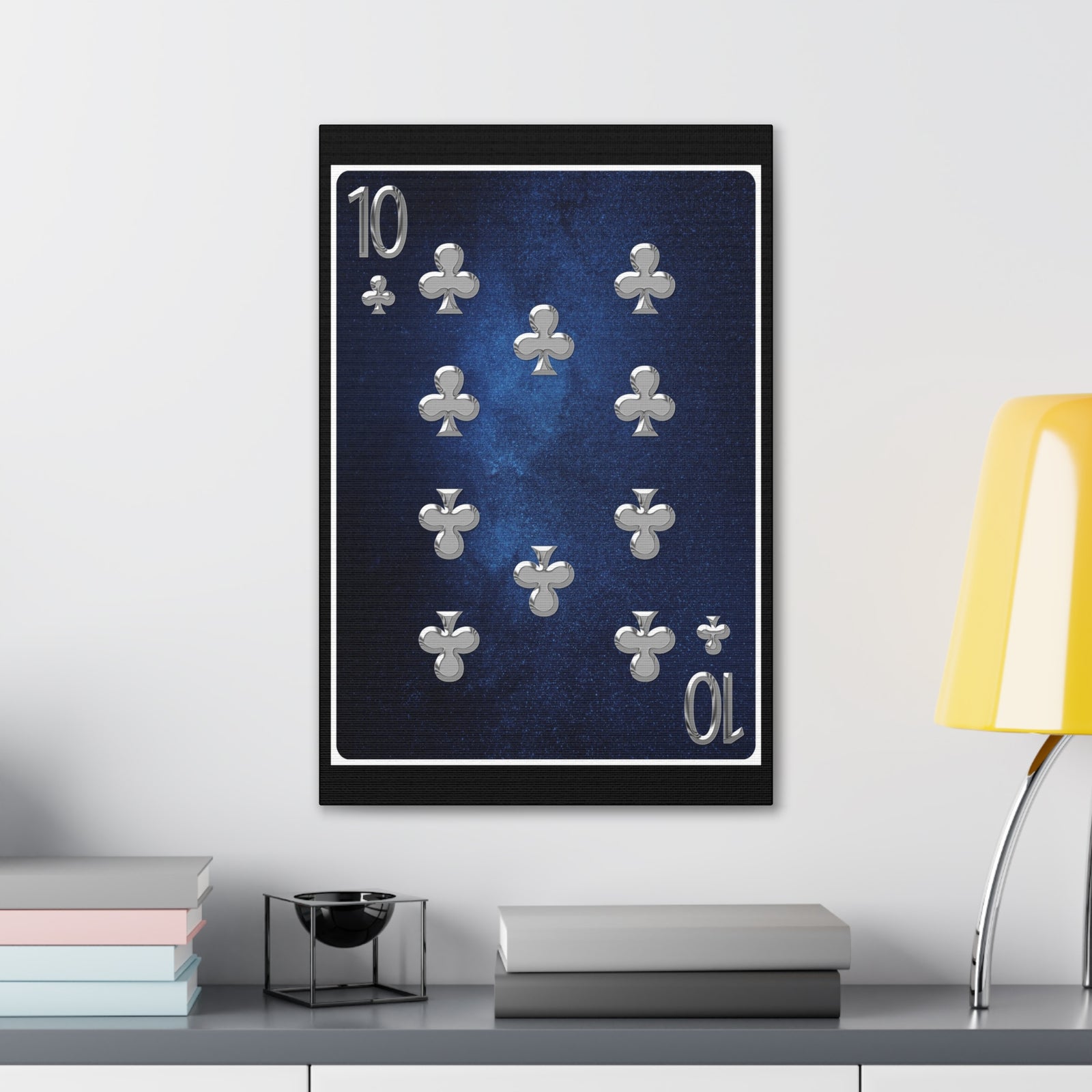Ten Of Clubs Space Background Playing Card Canvas Wall Art for Home Decor Ready-to-Hang-Express Your Love Gifts