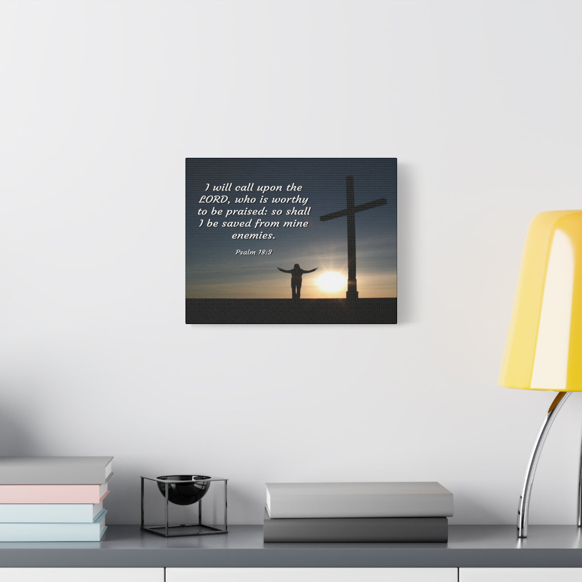 Scripture Canvas Worthy Psalm 18:3 Christian Wall Art Bible Verse Print Ready to Hang-Express Your Love Gifts