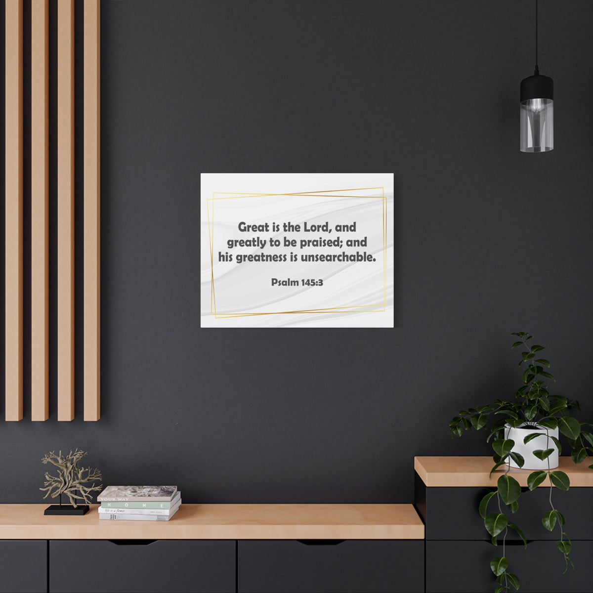 Bible Verse Canvas Great is the Lord Psalm 145:3 Christian Home Décor Wall Art Scripture Ready to Hang Faith Print-Express Your Love Gifts