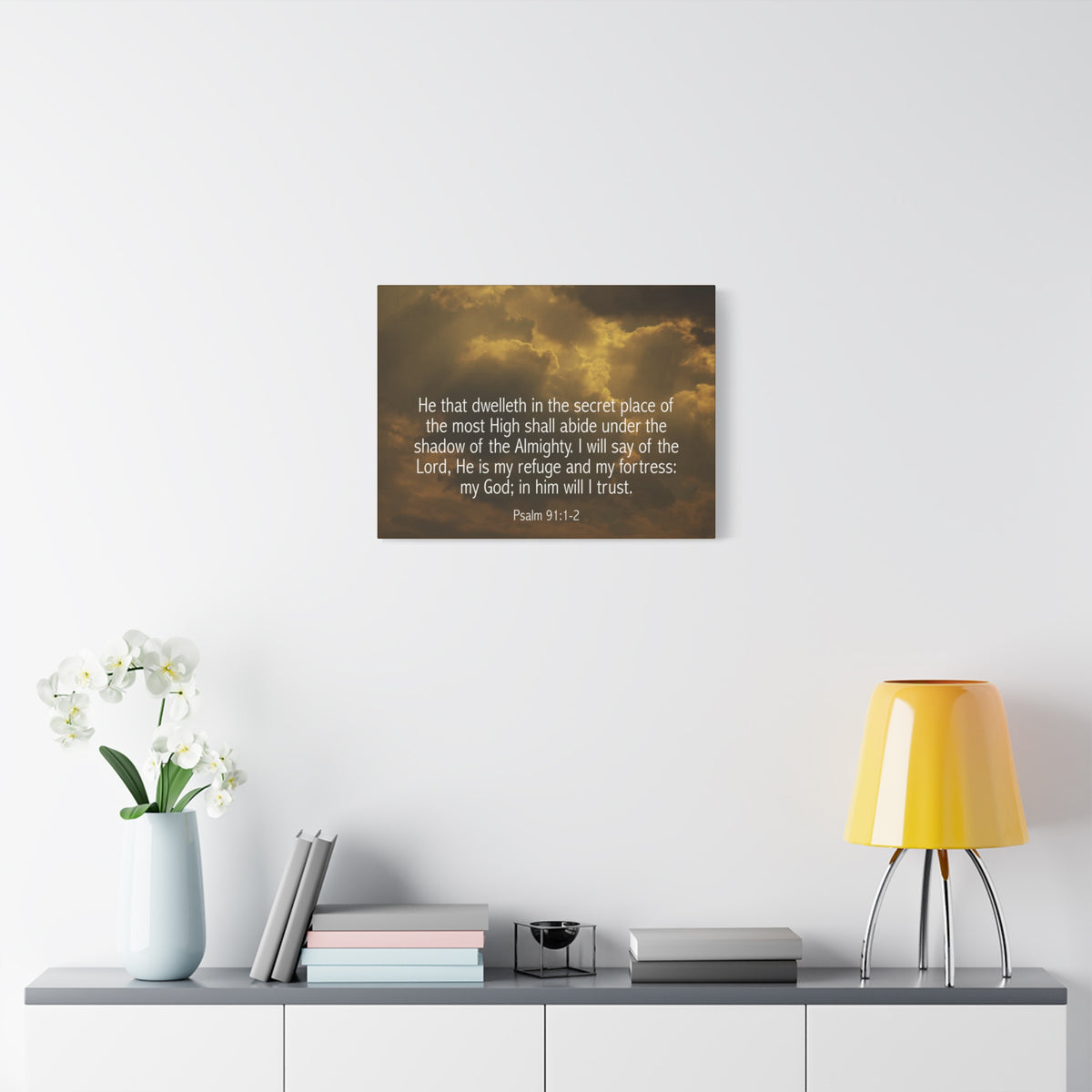 Bible Verse Canvas Secret Place Psalm 91:1-2 Christian Home Décor Wall Art Scripture Ready to Hang Faith Print-Express Your Love Gifts