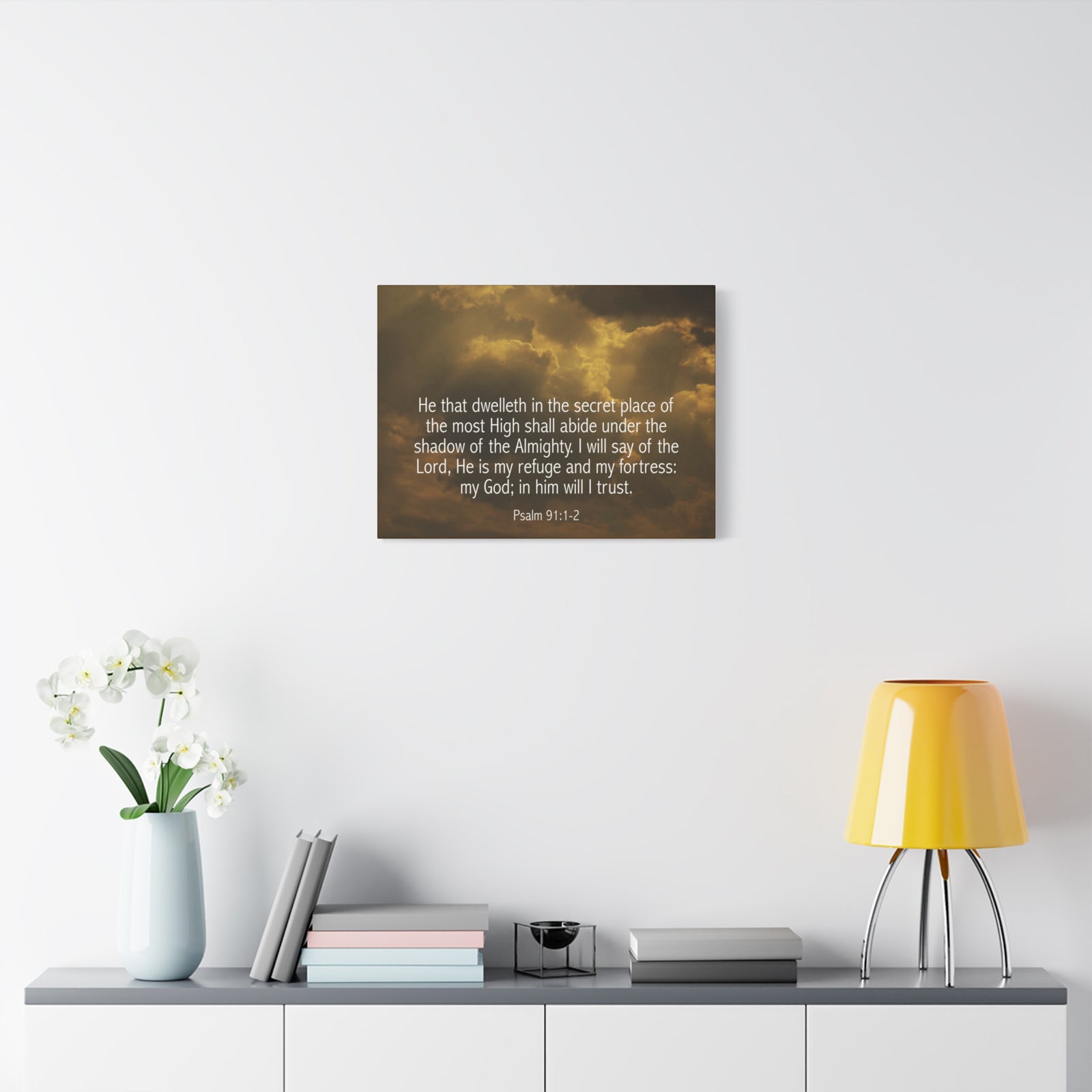 Bible Verse Canvas Secret Place Psalm 91:1-2 Christian Home Décor Wall Art Scripture Ready to Hang Faith Print-Express Your Love Gifts