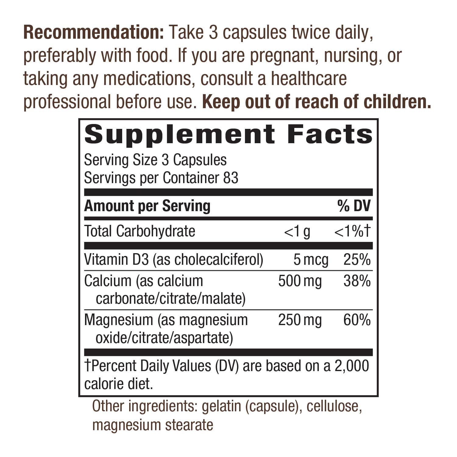 Nature’s Way Calcium Magnesium Vitamin D3, 250 Capsules - Bone & Muscle Support, Gluten-Free-Express Your Love Gifts