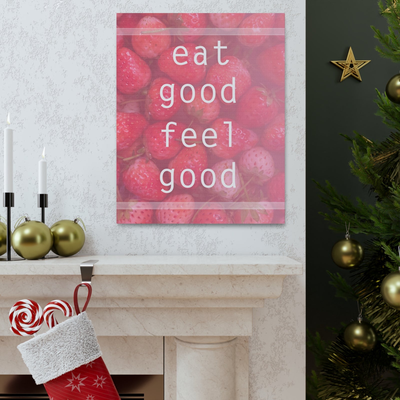 Inspirational Quote Canvas Eat Good Feel Good Motivational Print Ready to Hang Artwork-Express Your Love Gifts