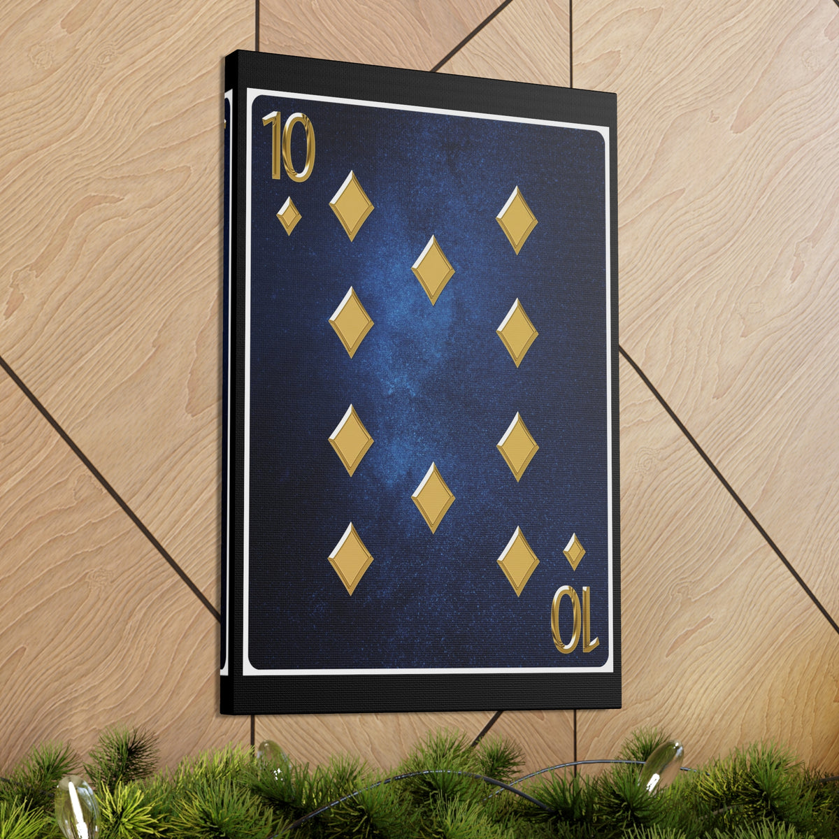 Ten Of Diamonds Space Background Playing Card Canvas Wall Art for Home Decor Ready-to-Hang-Express Your Love Gifts
