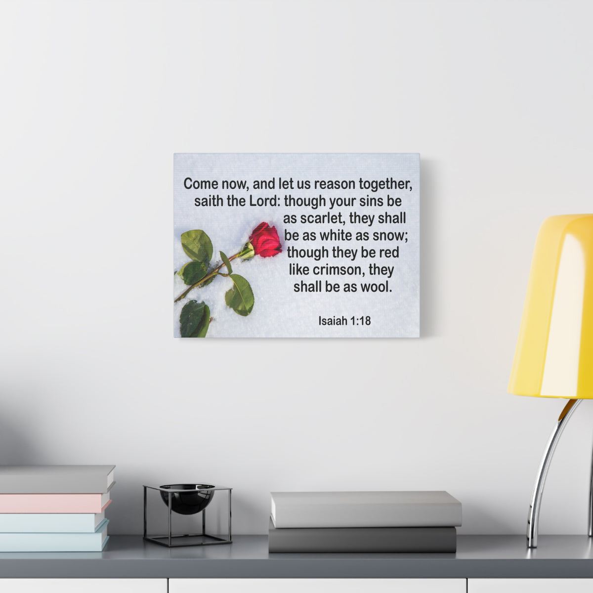 Bible Verse Canvas Come Now Isaiah 1:18 Christian Home Décor Wall Art Scripture Ready to Hang Faith Print-Express Your Love Gifts