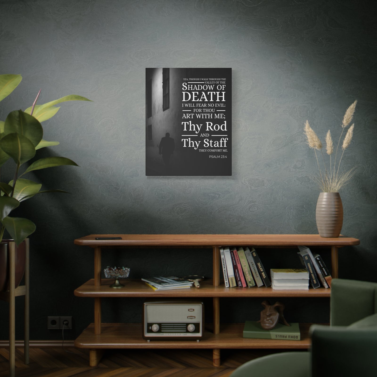 Scripture Canvas Shadow of Death Psalm 23:4 Christian Wall Art Bible Verse Print Ready to Hang-Express Your Love Gifts
