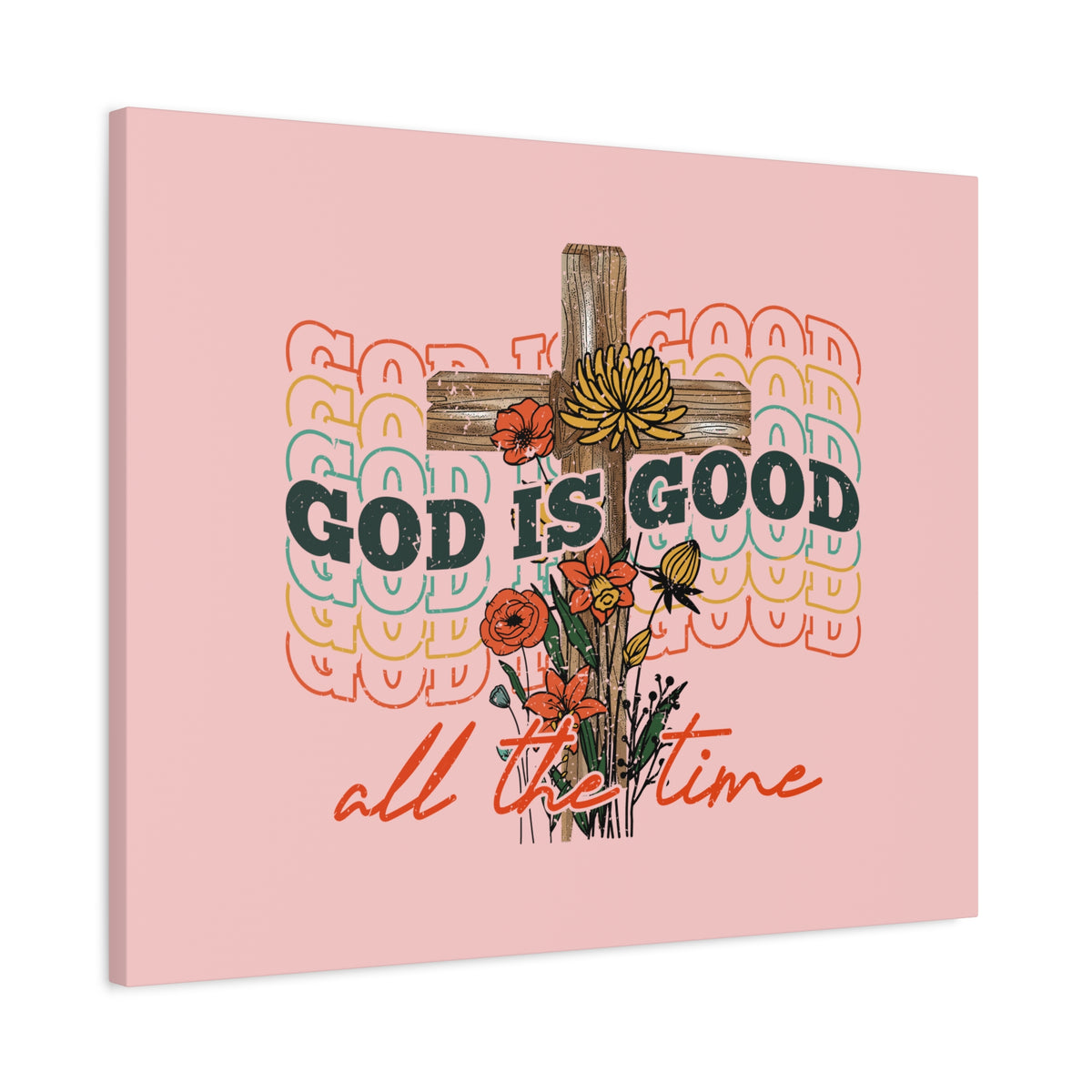Scripture Canvas God Is Good Psalm 100:5 Light Red Christian Wall Art Bible Verse Print Ready to Hang-Express Your Love Gifts
