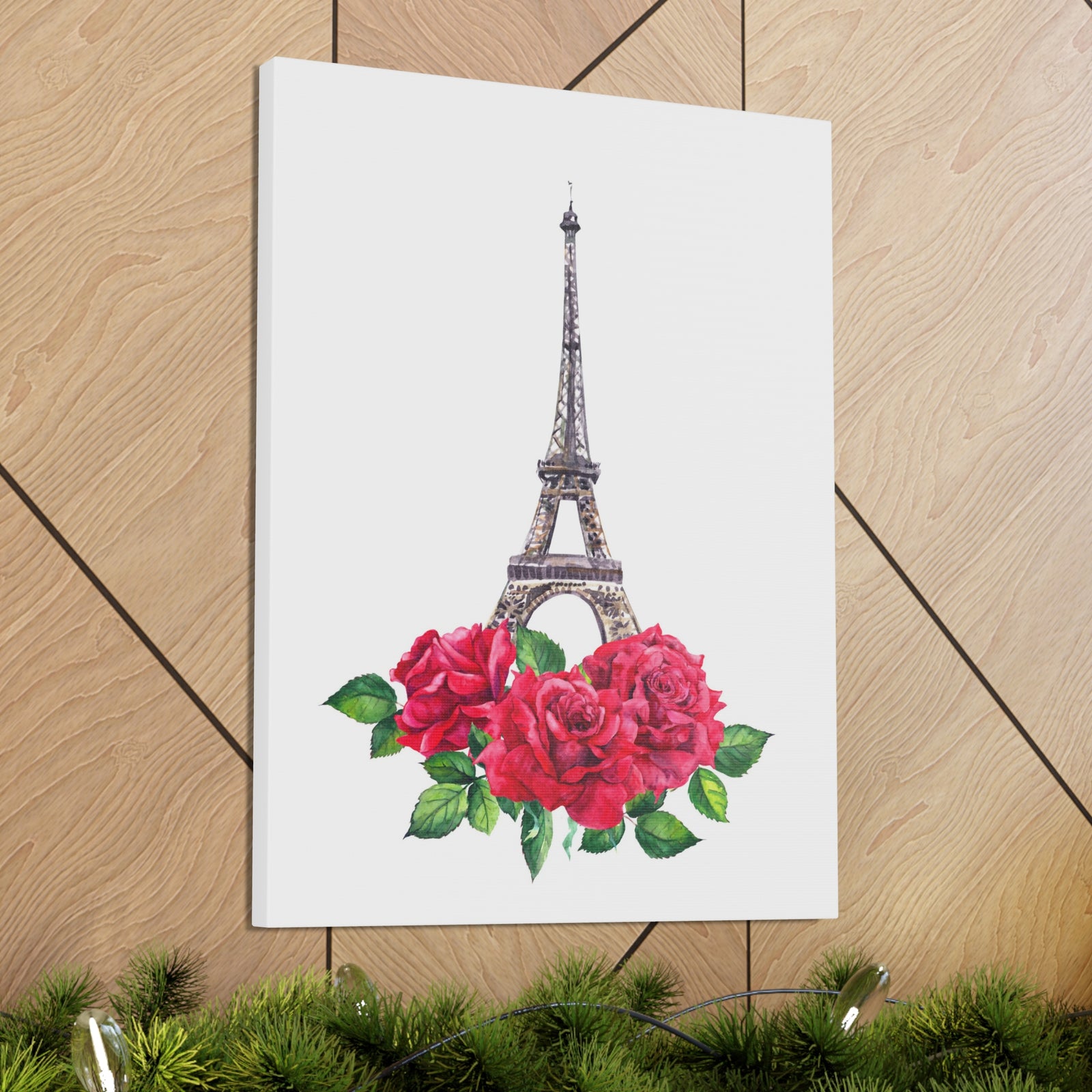 Eiffel Tower Red Rose Paris Illustration France Canvas Artwork High-Quality Breathtaking French City for Home Decor Ready to Hang-Express Your Love Gifts