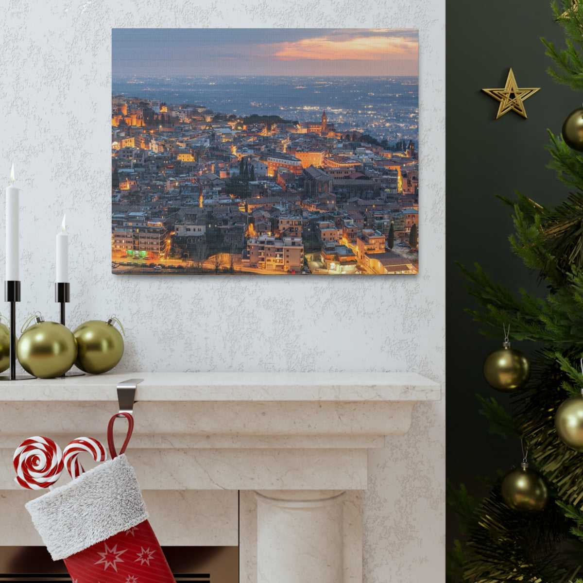 Rome Night Skyline Canvas Artwork High-Quality Breathtaking Stunning Cityscape for Home Decor Ready to Hang-Express Your Love Gifts