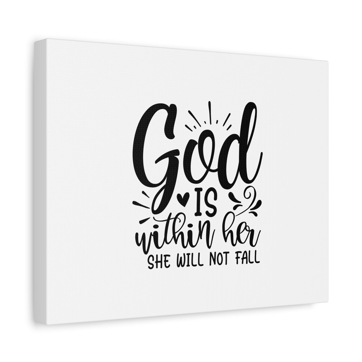 Scripture Canvas She Will Not Fall Psalms 46:5 Heart Christian Wall Art Bible Verse Print Ready to Hang-Express Your Love Gifts
