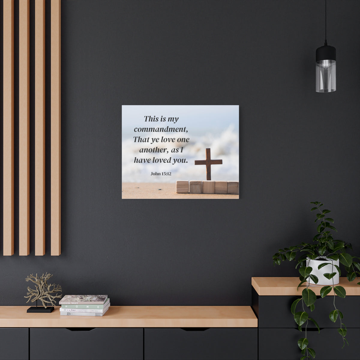 Scripture Canvas My Commandment John 15:12 Christian Wall Art Bible Verse Print Ready to Hang-Express Your Love Gifts