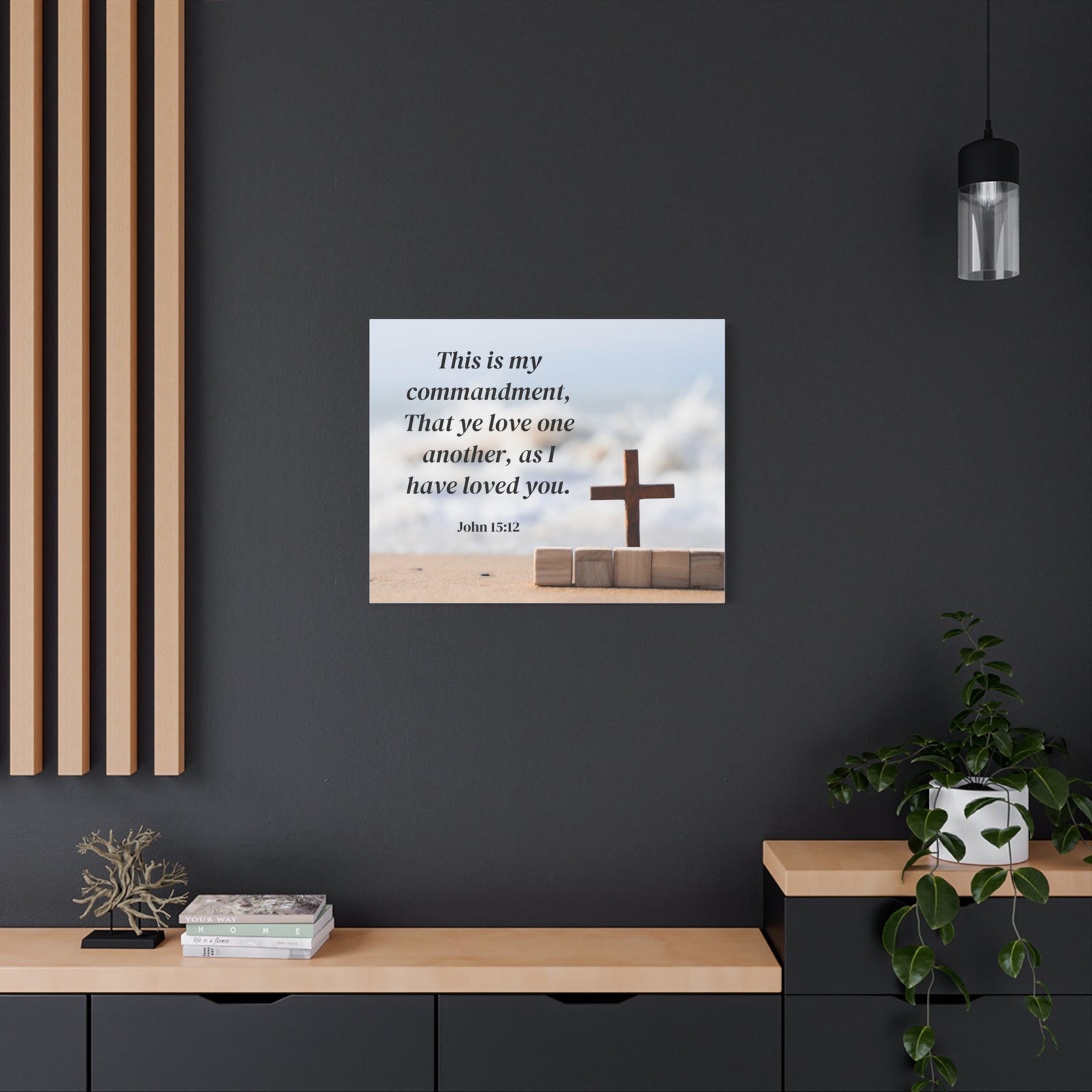 Scripture Canvas My Commandment John 15:12 Christian Wall Art Bible Verse Print Ready to Hang-Express Your Love Gifts