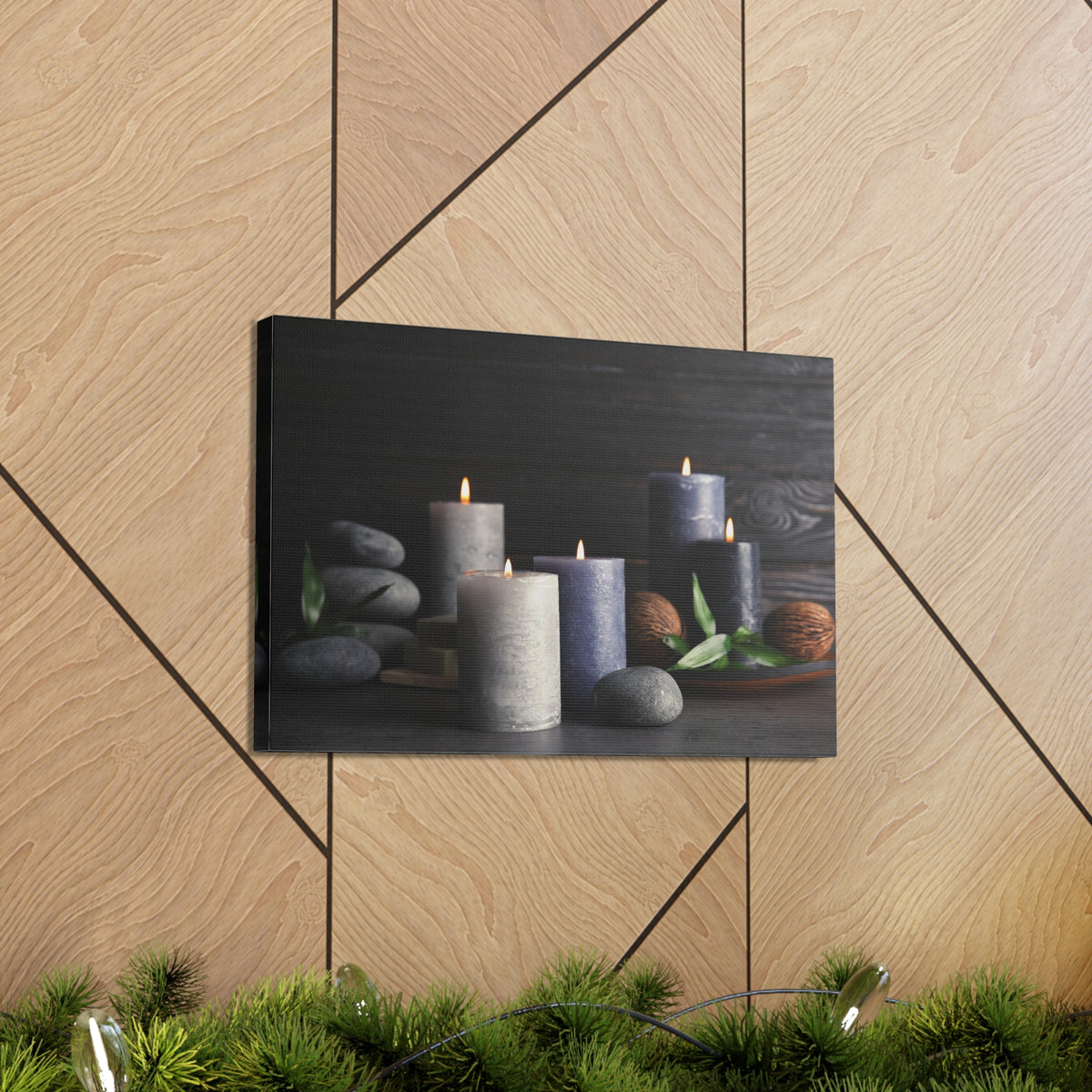 Candles on Table Forest Floral Nature Photography Canvas Wall Art for Home Decor Ready-to-Hang-Express Your Love Gifts