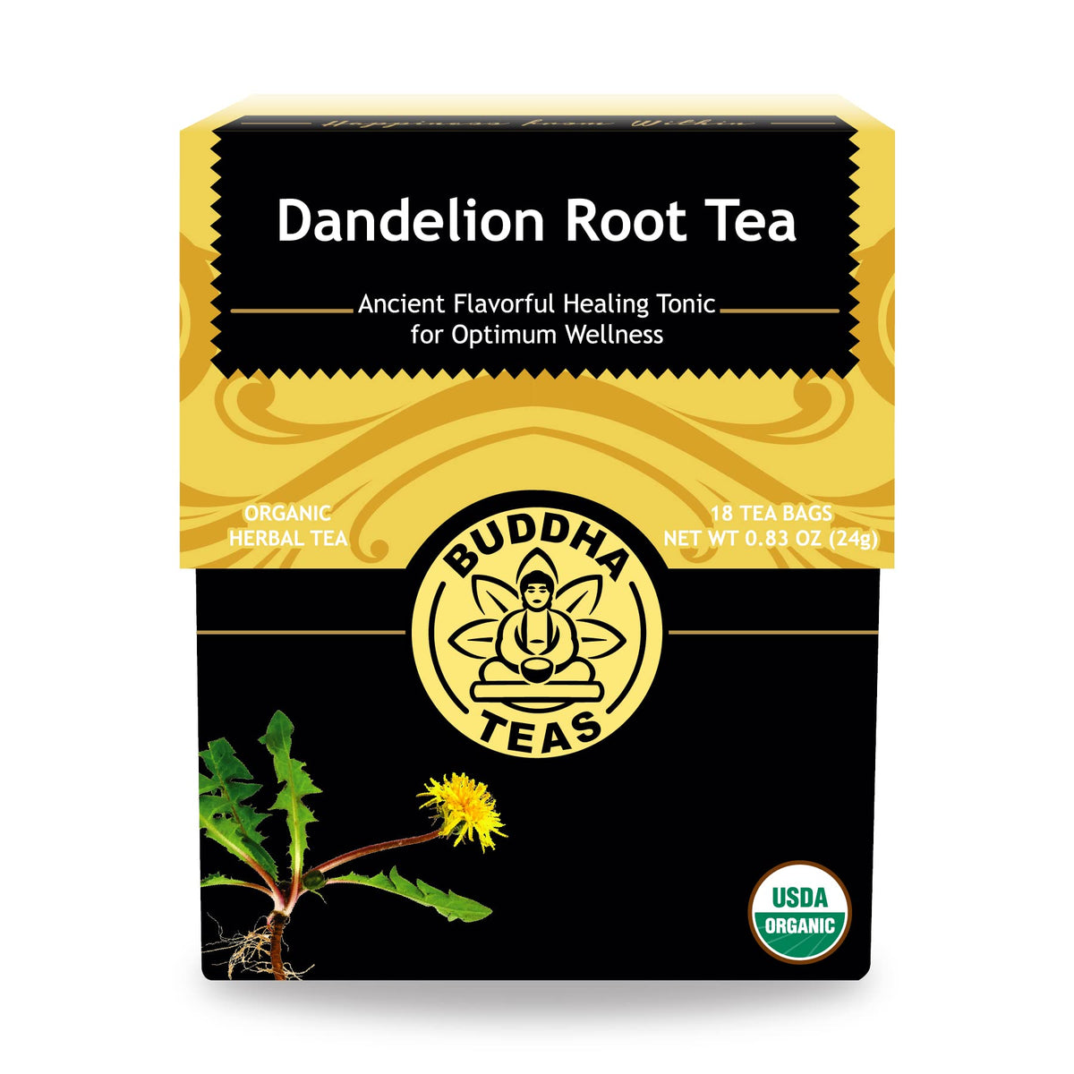 Buddha Teas Organic Dandelion Root Tea – Caffeine-Free, Kosher, Non-GMO, 54 Bleach-Free Tea Bags (Pack of 3)-Express Your Love Gifts