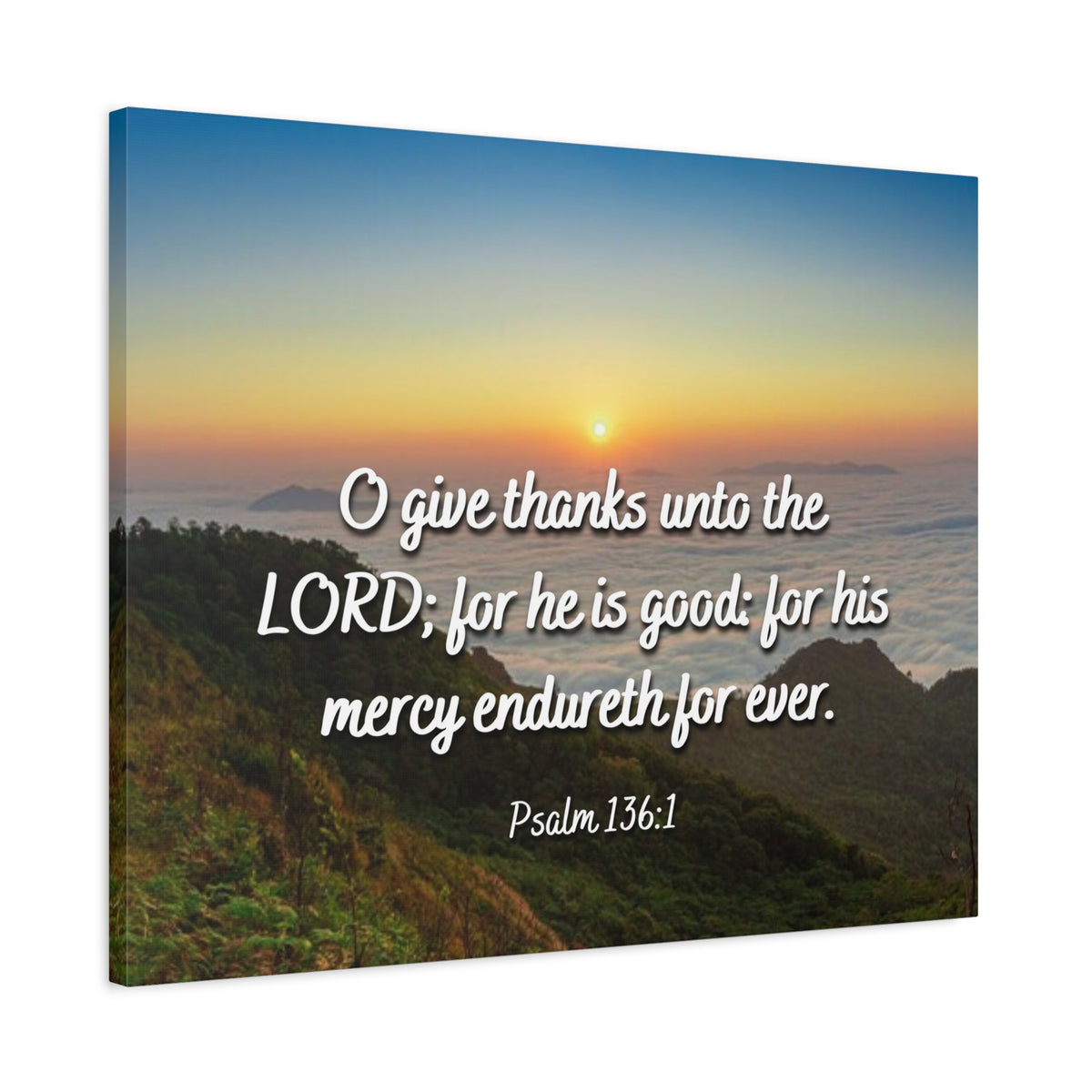 Scripture Canvas For His Mercy Psalm 136:1 Christian Wall Art Bible Verse Print Ready to Hang-Express Your Love Gifts