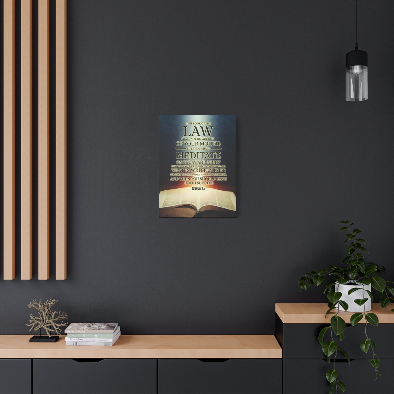 Scripture Canvas Book of the Law Joshua 1:8 Christian Wall Art Bible Verse Print Ready to Hang-Express Your Love Gifts