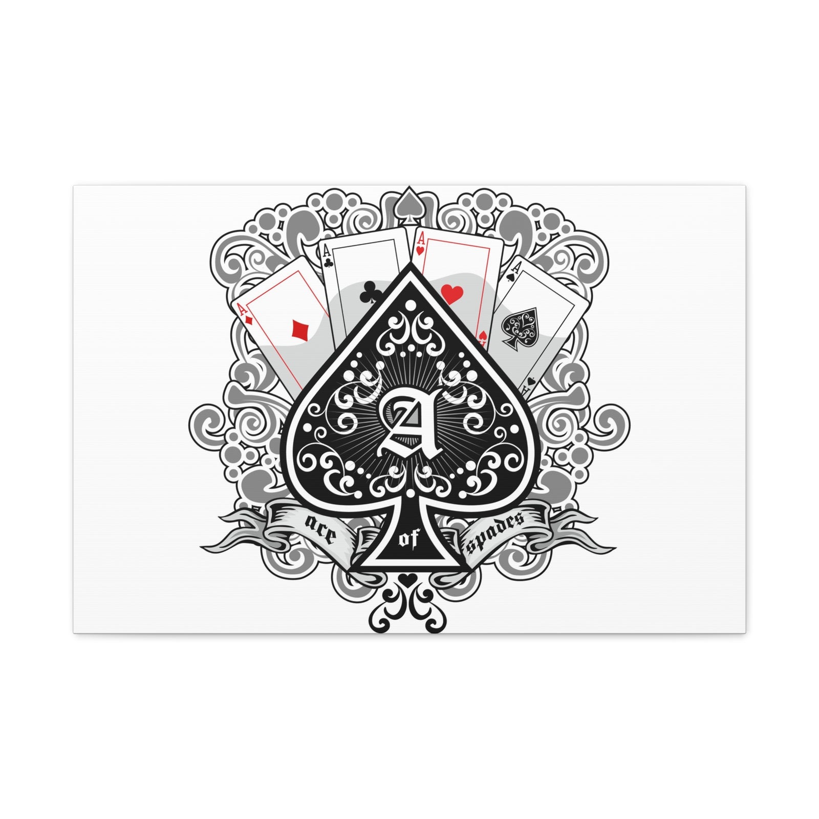 Gothic Coat Of Arms Ace Of Spades Playing Card Canvas Wall Art for Home Decor Ready-to-Hang-Express Your Love Gifts