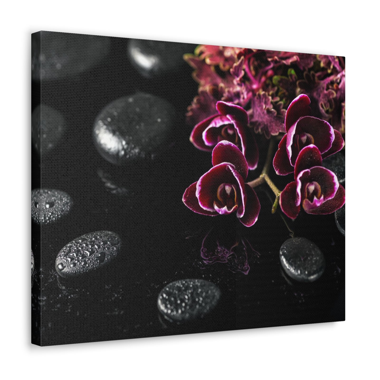 Dark Cherry Orchid Forest Floral Nature Photography Canvas Wall Art for Home Decor Ready-to-Hang-Express Your Love Gifts