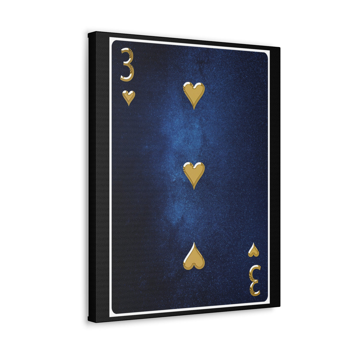 Three Of Hearts Space Background Playing Card Canvas Wall Art for Home Decor Ready-to-Hang-Express Your Love Gifts