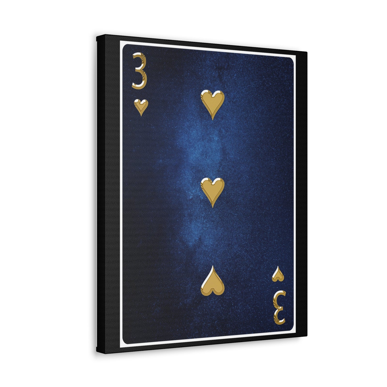 Three Of Hearts Space Background Playing Card Canvas Wall Art for Home Decor Ready-to-Hang-Express Your Love Gifts