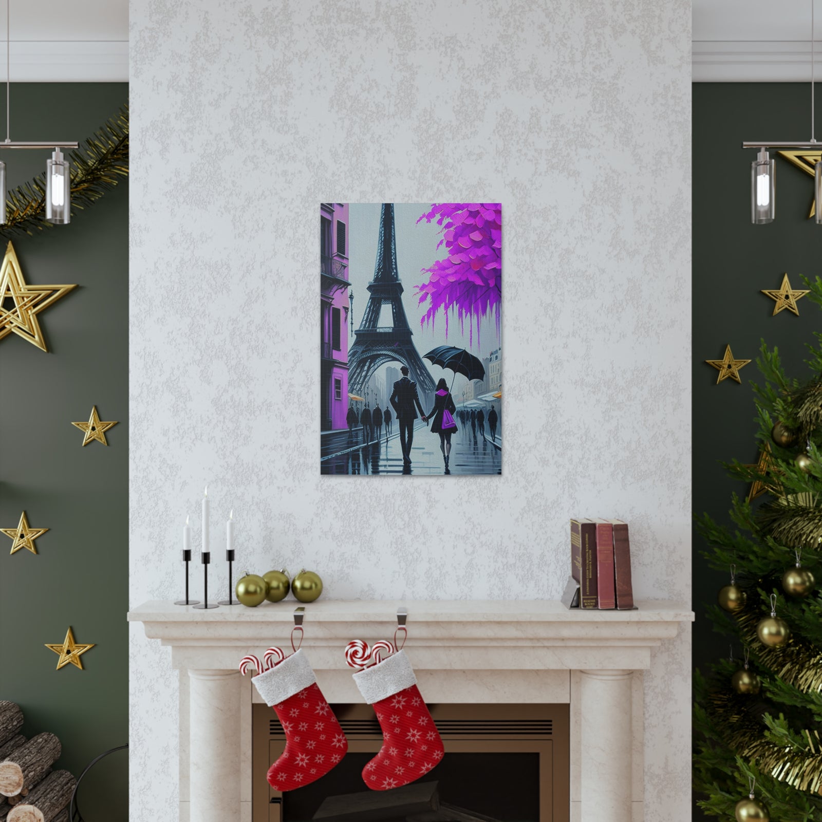 Romantic Couple Paris Eiffel Tower France Canvas Artwork High-Quality Breathtaking French City for Home Decor Ready to Hang-Express Your Love Gifts