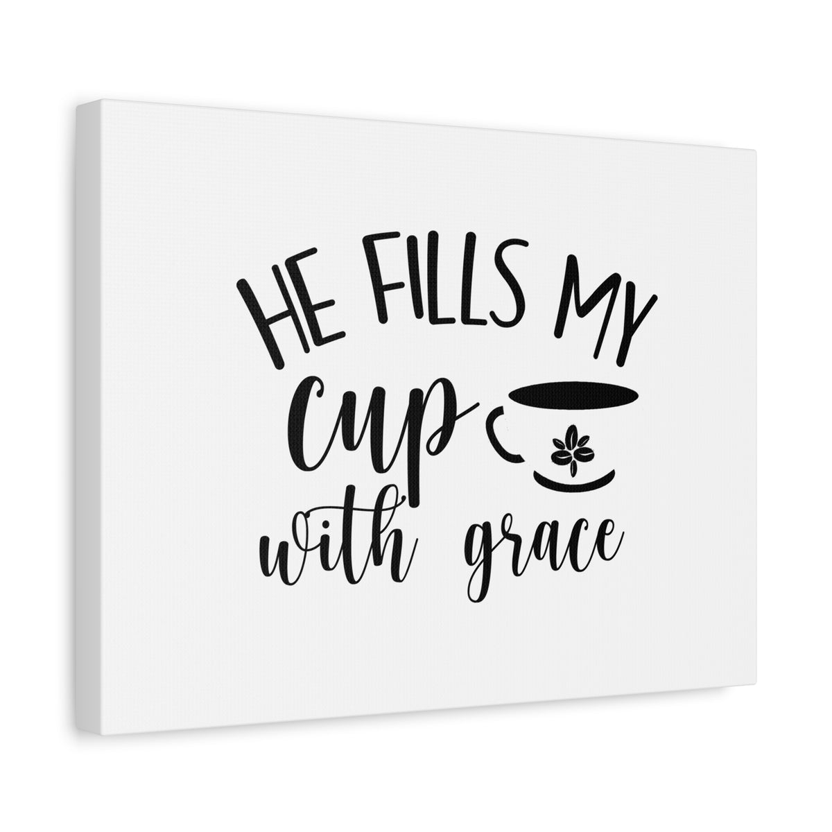 Scripture Canvas He Fills My Cup With Grace Psalm 23:5 Christian Wall Art Bible Verse Print Ready to Hang-Express Your Love Gifts