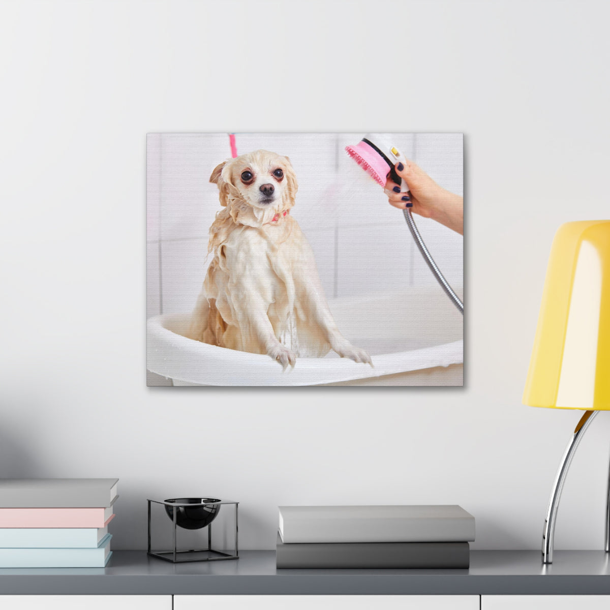 Cute Maltese Bath Canvas Wall Art for Home Decor Ready-to-Hang-Express Your Love Gifts
