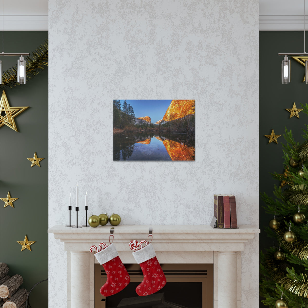 Mountain Golden Hour Lake Nature Wilderness Photography Canvas Wall Art for Home Decor Ready-to-Hang-Express Your Love Gifts