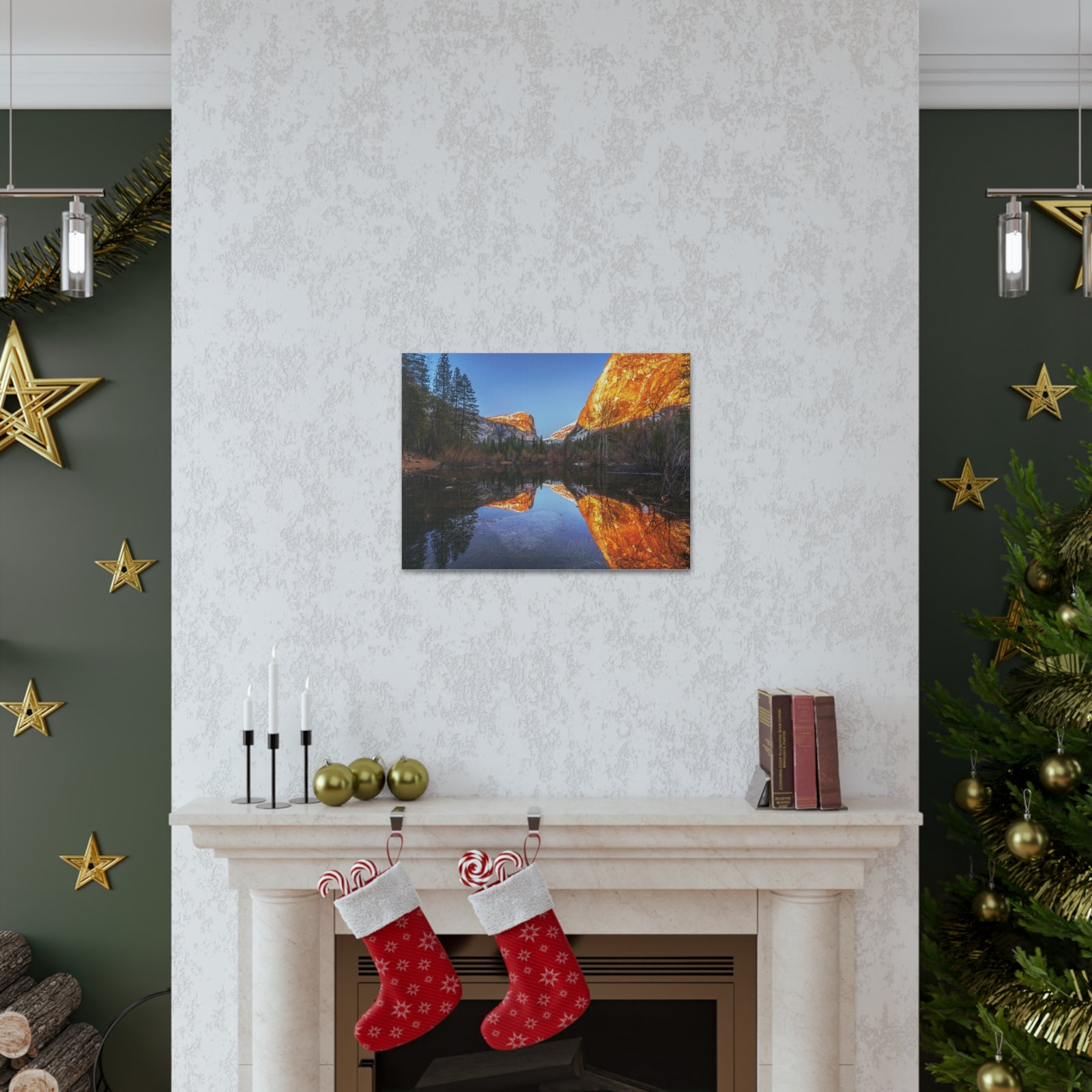 Mountain Golden Hour Lake Nature Wilderness Photography Canvas Wall Art for Home Decor Ready-to-Hang-Express Your Love Gifts