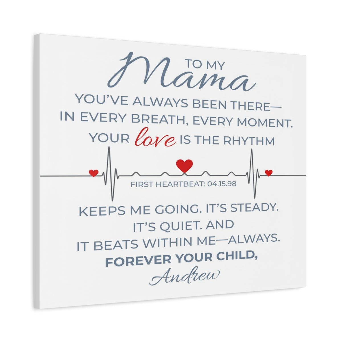 Personalized To Mom I Carry Your Love in Every Beat Custom Canvas Wall Art-Express Your Love Gifts