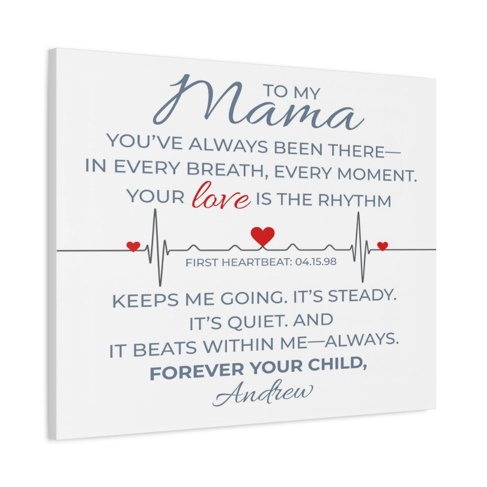 Personalized To Mom I Carry Your Love in Every Beat Custom Canvas Wall Art-Express Your Love Gifts
