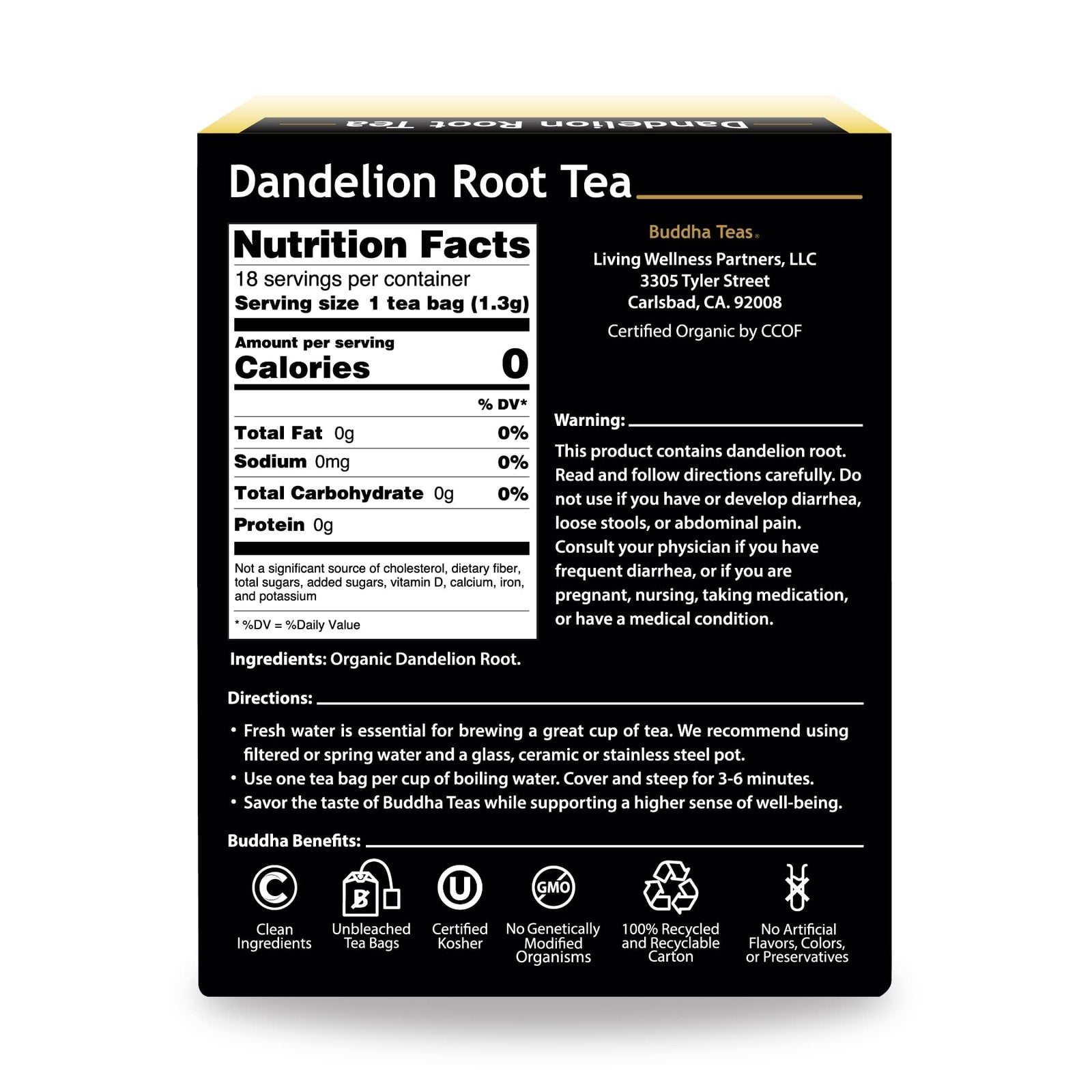 Buddha Teas Organic Dandelion Root Tea – Caffeine-Free, Kosher, Non-GMO, 54 Bleach-Free Tea Bags (Pack of 3)-Express Your Love Gifts