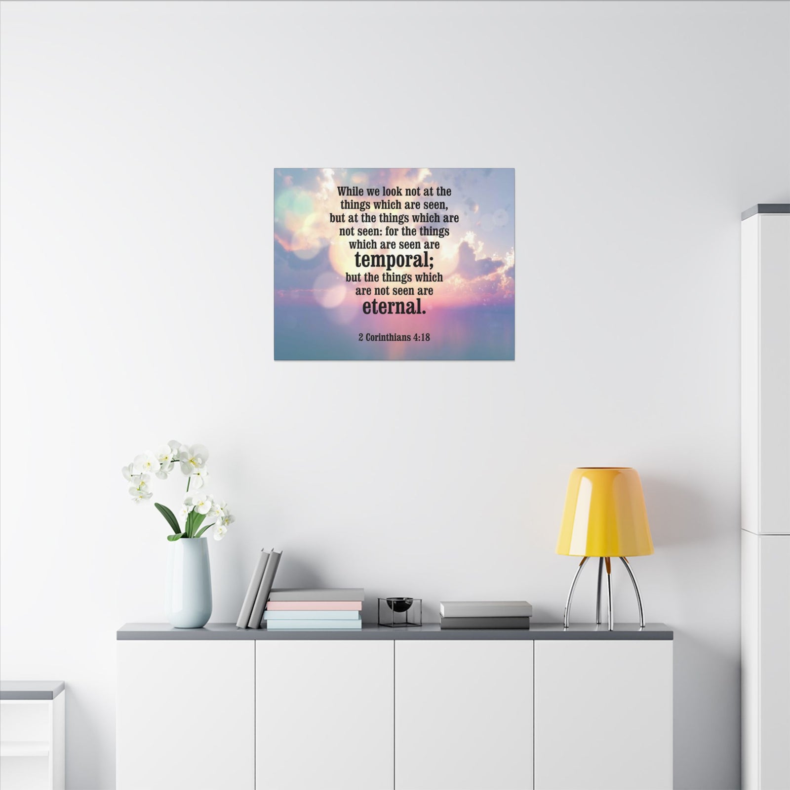 Scripture Canvas Temporal and Eternal Things 2 Corinthians 4:18 Christian Wall Art Bible Verse Print Ready to Hang-Express Your Love Gifts