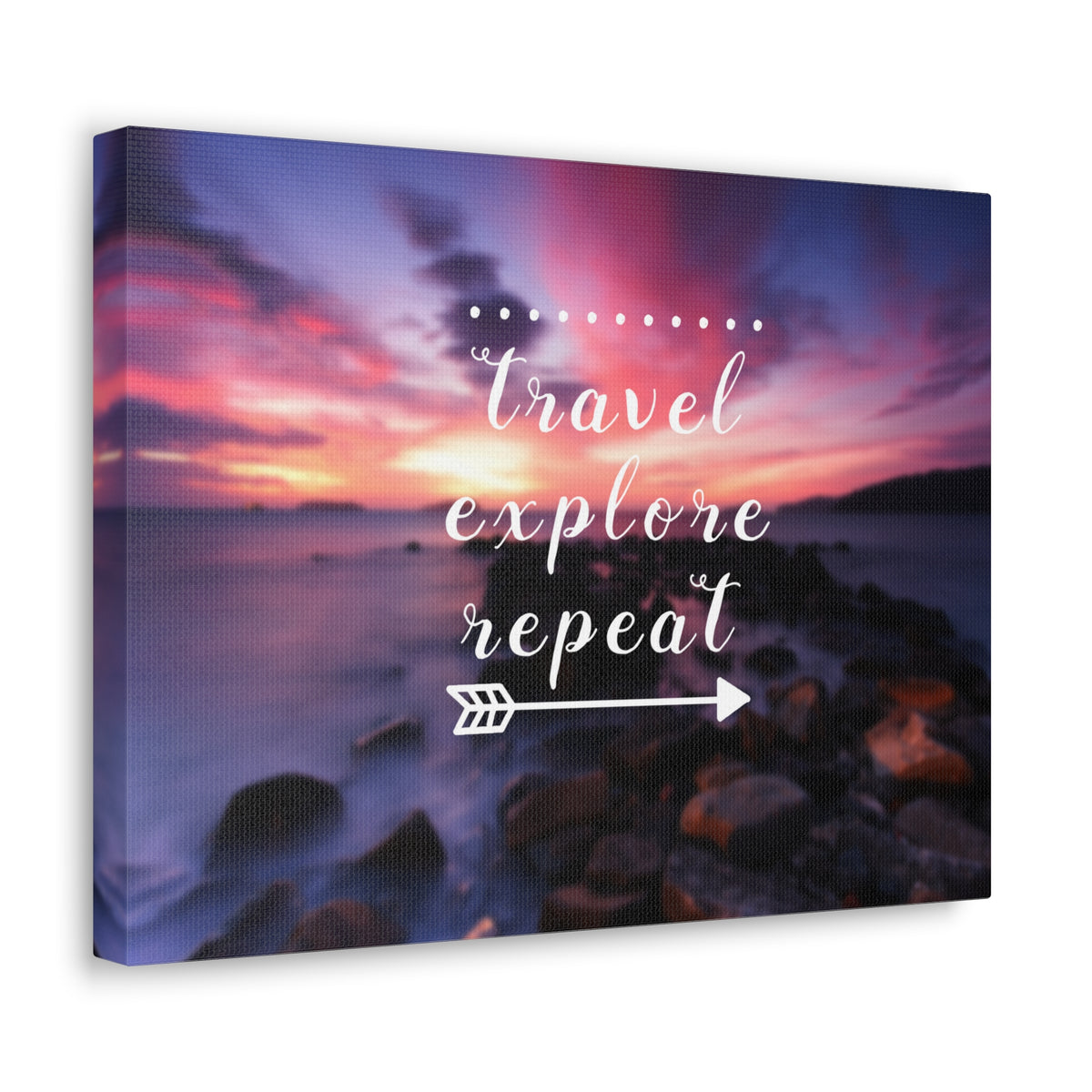 Inspirational Quote Canvas Travel Explore Repeat Motivational Print Ready to Hang Artwork-Express Your Love Gifts