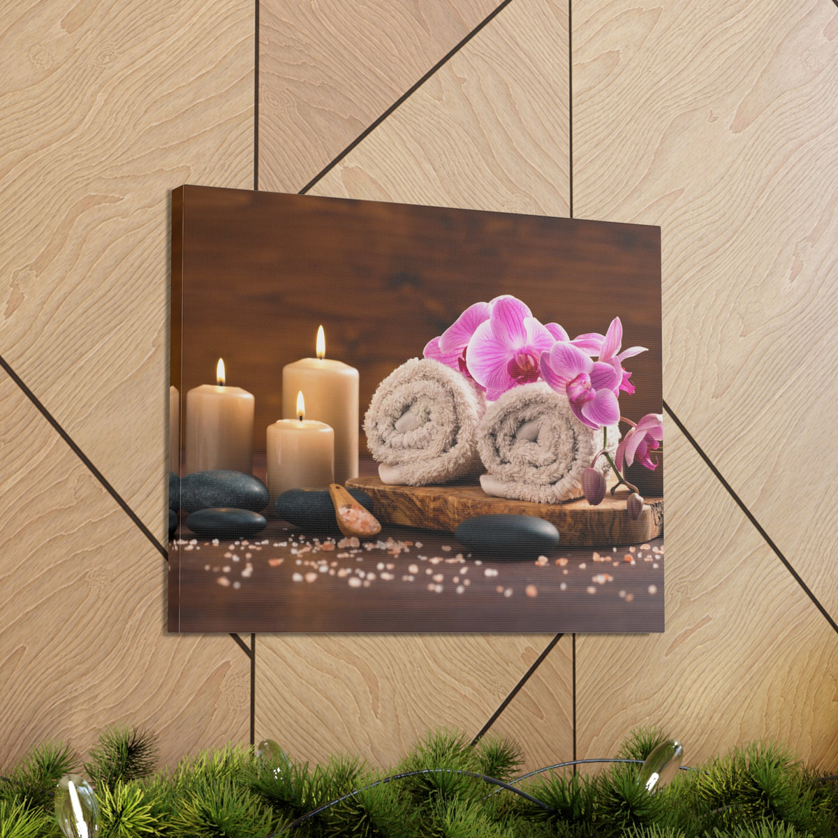 Rolled Towel and Orchids Forest Floral Nature Photography Canvas Wall Art for Home Decor Ready-to-Hang-Express Your Love Gifts