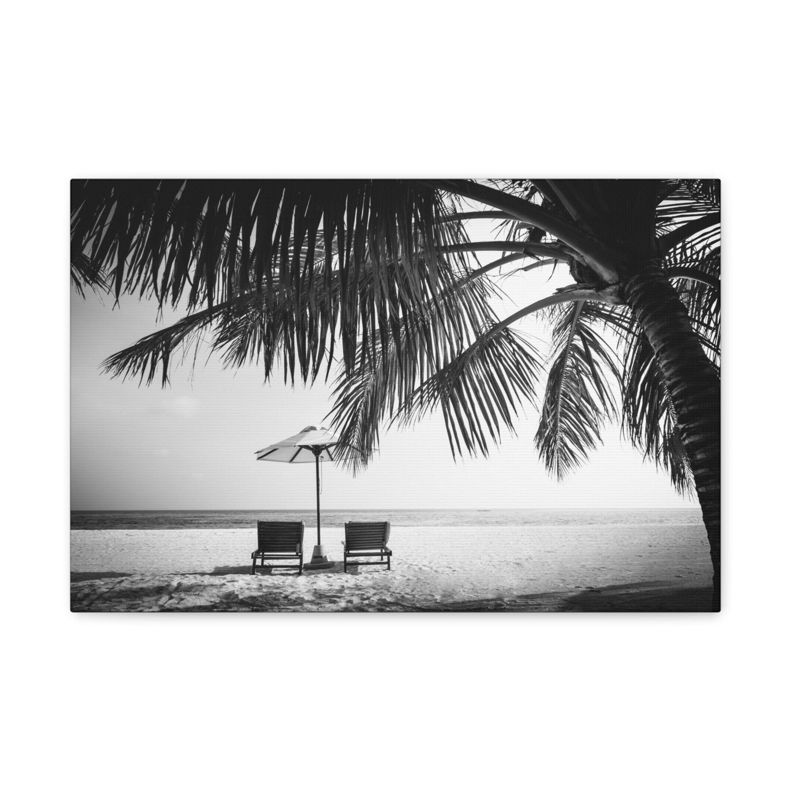 Perfect Black White Beach Scene Ocean Canvas Wall Art for Home Decor Ready-to-Hang-Express Your Love Gifts