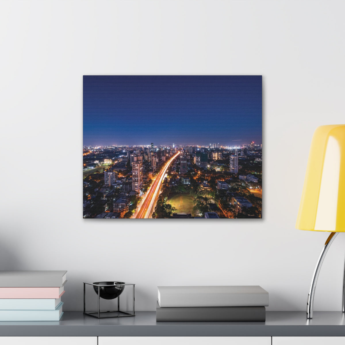 Mumbai Night Skyline Canvas Artwork High-Quality Breathtaking Stunning Cityscape for Home Decor Ready to Hang-Express Your Love Gifts
