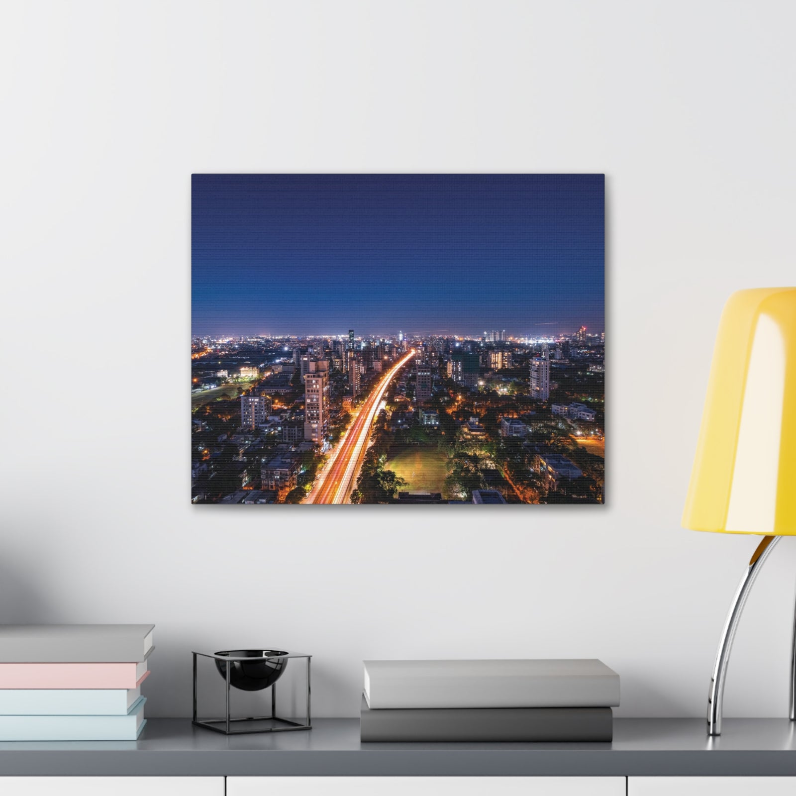 Mumbai Night Skyline Canvas Artwork High-Quality Breathtaking Stunning Cityscape for Home Decor Ready to Hang-Express Your Love Gifts